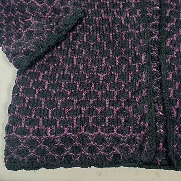 Tabask Alpaca Wool Cardigan Women's Sz S Handmade in PERU Sweater Black Purple - Picture 6 of 10